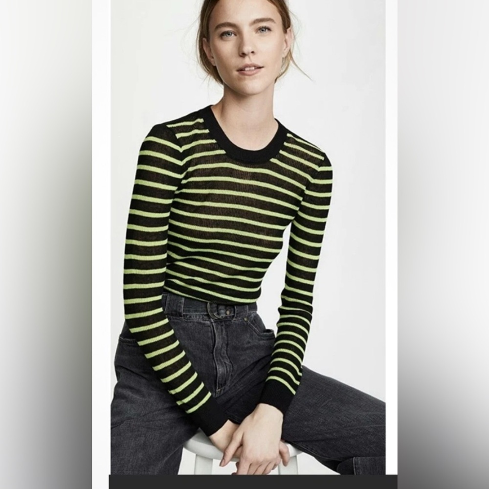 VERONICA BEARD Jeans Stripe Dean  Pullover Sweater Sz s Linen Blend